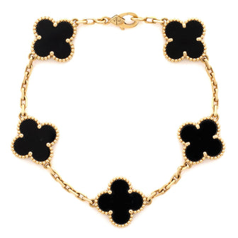 Van Cleef & Arpels Vintage Alhambra 5 Motifs Bracelet 18K Yellow Gold and Onyx