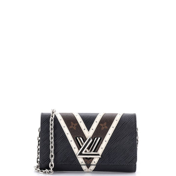 Louis Vuitton Twist Chain Wallet Epi Leather with Monogram Canvas and Studded Leather