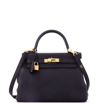 Hermes Kelly Handbag Black Togo with Gold Hardware 28