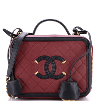 Chanel Filigree Vanity Case Quilted Caviar Medium