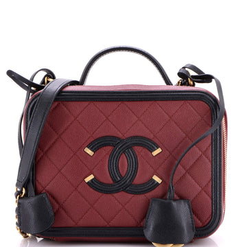 Chanel Filigree Vanity Case Quilted Caviar Medium