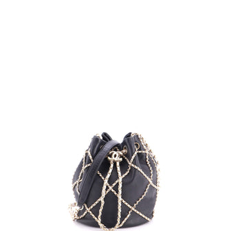 Chanel Entwined Chain Drawstring Bucket Bag Quilted Lambskin Mini