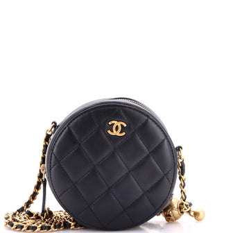Chanel Pearl Crush Round Clutch with Chain Quilted Lambskin