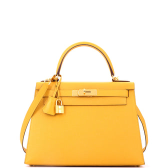 Hermes Kelly Handbag Yellow Epsom with Gold Hardware 28