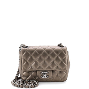 Chanel Square Classic Single Flap Bag Quilted Caviar Mini
