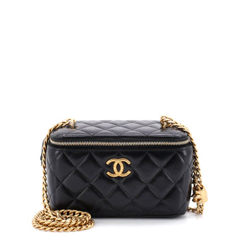 Chanel All Slide Long Vanity Case with Chain Quilted Lambskin Small
