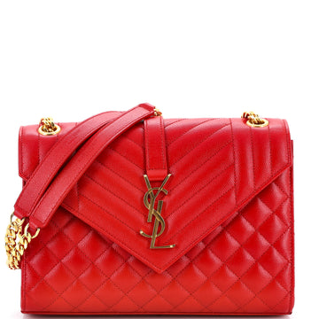 Saint Laurent Classic Monogram Envelope Satchel Mixed Matelasse Leather Medium