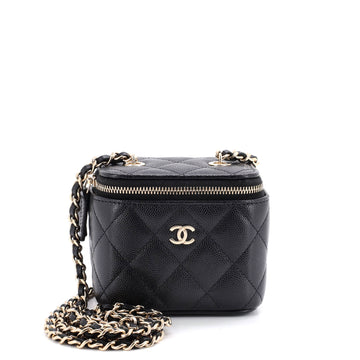 Chanel Classic Vanity Case with Chain Quilted Caviar Mini