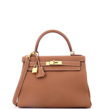 Hermes Kelly Handbag Brown Togo with Gold Hardware 28
