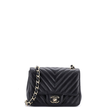 Chanel Square Classic Single Flap Bag Chevron Lambskin Mini