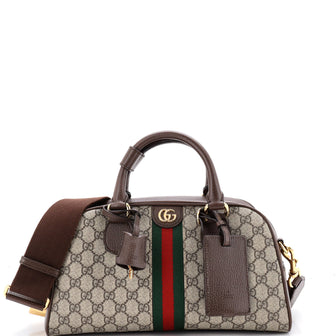 Gucci Ophidia Convertible Boston Top Handle Bag GG Coated Canvas with Leather Medium