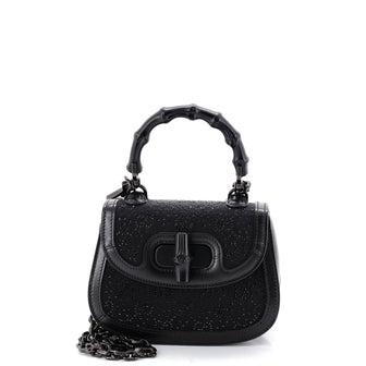 Gucci Bamboo 1947 Top Handle Bag Crystal Embellished GG Canvas Mini
