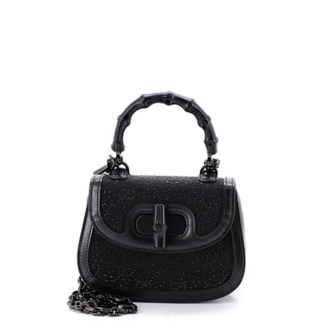 Gucci Bamboo 1947 Top Handle Bag Crystal Embellished GG Canvas Mini