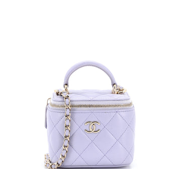 Chanel Classic Top Handle Vanity Case with Chain Quilted Lambskin Mini
