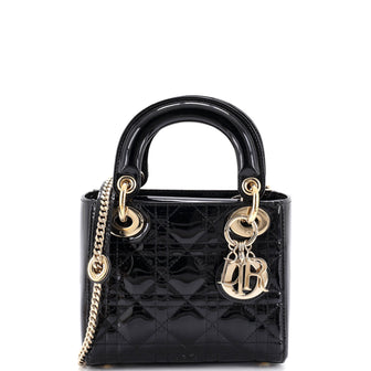 Christian Dior Lady Dior Chain Bag Cannage Quilt Patent Mini