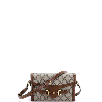Gucci Horsebit 1955 Flap Crossbody Bag GG Coated Canvas Mini