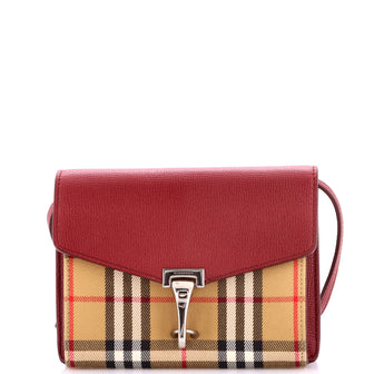 Burberry Macken Crossbody Bag Leather and Vintage Check Canvas Baby