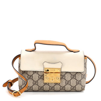 Gucci Padlock Top Handle Bag GG Coated Canvas and Leather Mini