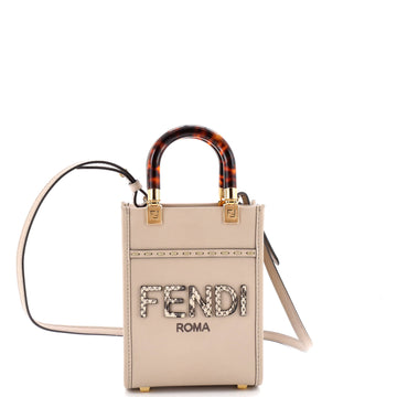 Fendi Sunshine Shopper Tote Leather with Snakeskin Mini