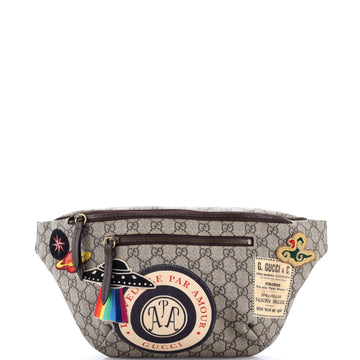 Gucci Courrier Zip Belt Bag GG Coated Canvas with Applique