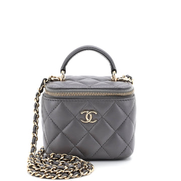 Chanel Classic Top Handle Vanity Case with Chain Quilted Lambskin Mini