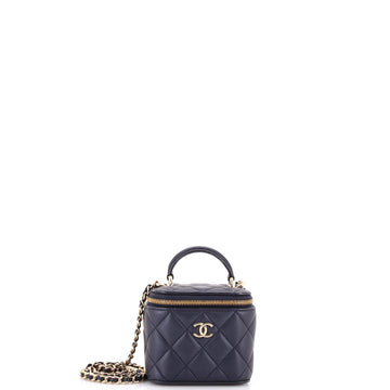 Chanel Classic Top Handle Vanity Case with Chain Quilted Lambskin Mini