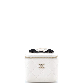 Chanel Camellia Bow Vanity Case with Chain Quilted Lambskin Mini