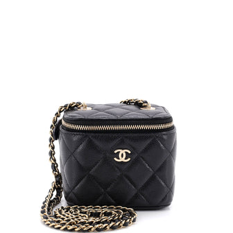 Chanel Classic Vanity Case with Chain Quilted Caviar Mini