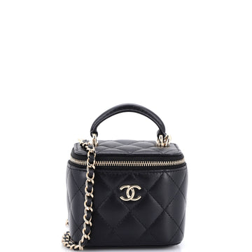 Chanel Classic Top Handle Vanity Case with Chain Quilted Lambskin Mini