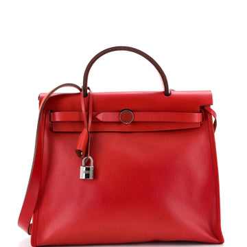 Hermes Herbag Zip Berline Vache Canvas and Leather 31