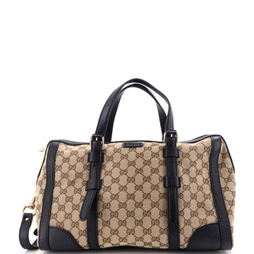 Gucci Belted Handle Boston Bag GG Canvas with Leather Large