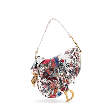 Christian Dior Saddle Handbag with Strap Printed Leather Medium