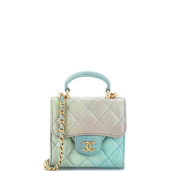 Chanel Square Classic Flap Top Handle Clutch with Chain Quilted Lambskin