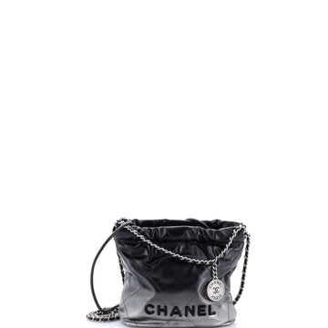 Chanel 22 Chain Hobo Quilted Metallic Degrade Calfskin Mini