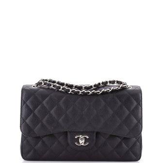 Chanel Classic Double Flap Bag Quilted Caviar Jumbo