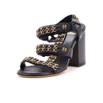 Chanel Women's Chain Heeled Sandals Leather