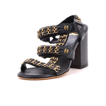 Chanel Women's Chain Heeled Sandals Leather