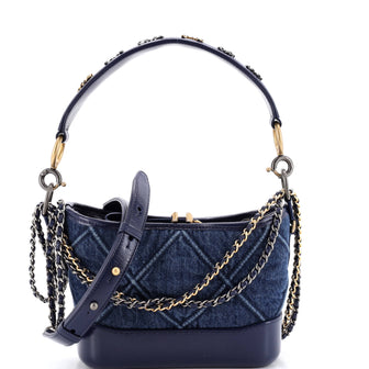 Chanel Gabrielle Hobo with Logo Handle Quilted Denim Small