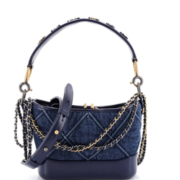 Chanel Gabrielle Hobo with Logo Handle Quilted Denim Small