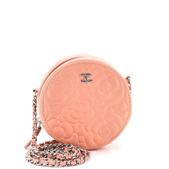 Chanel Round Clutch with Chain Camellia Goatskin Mini