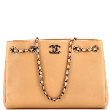 Chanel Woven Chain Shopping Tote Caviar Medium