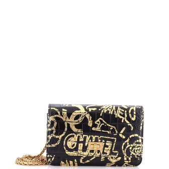 Chanel Reissue 2.55 Wallet on Chain Graffiti Crocodile Embossed Calfskin