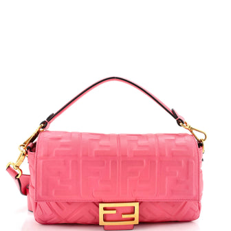 Fendi Baguette NM Bag Zucca Embossed Leather Medium