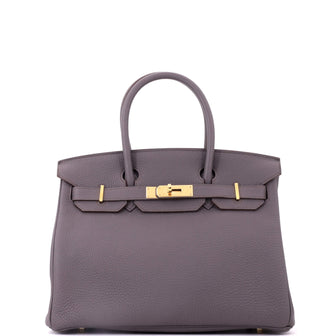 Hermes Birkin Handbag Grey Togo with Gold Hardware 30