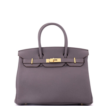 Hermes Birkin Handbag Grey Togo with Gold Hardware 30