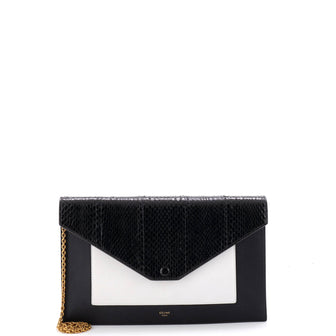 Celine Pocket Envelope Wallet on Chain Leather and Lizard Medium