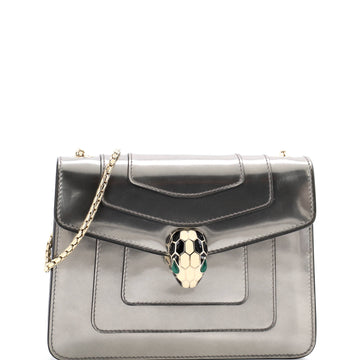 Bvlgari Serpenti Forever Square Shoulder Bag Metallic Leather Small