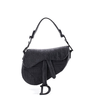 Christian Dior Saddle Handbag Oblique Embossed Calfskin Mini