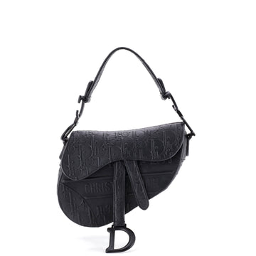 Christian Dior Saddle Handbag Oblique Embossed Calfskin Mini