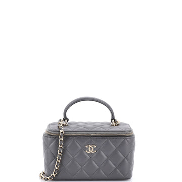 Chanel Classic Top Handle Vanity Case with Chain Quilted Lambskin Small